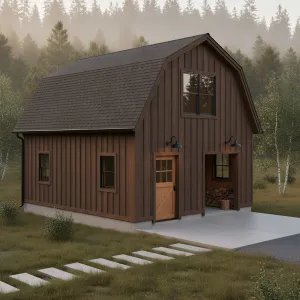 Woodland Gambrel Workshop Cottage
