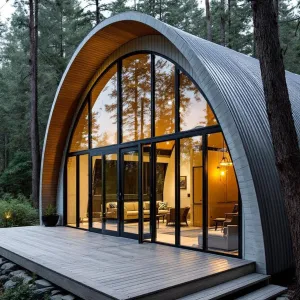 Curved Refuge Amidst Tall Timbers
