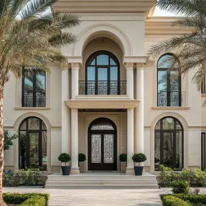 Palatial Splendor with Palm Guardians