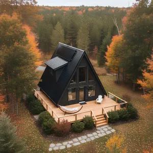Dreamy A-Frame Cabin Nestled in Autumn Woods