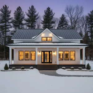 Twilight Porchlight Farmhouse