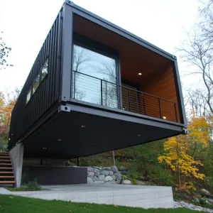 Modern Cantilevered Shipping Container Home