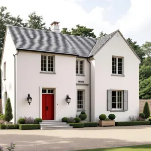Pristine Pastoral Escape With Playful Red Door