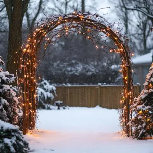 Archway of Twinkling Lights Embracing a Snowy Wonderland