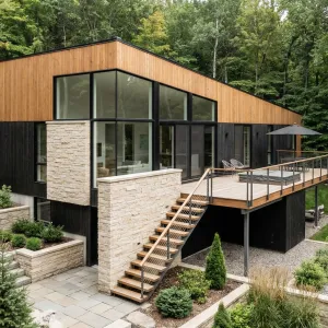 Slope-Top Forest Stone Terrace Home