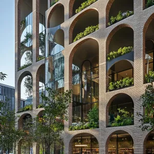 Brick Arches Ablaze with Greenery
