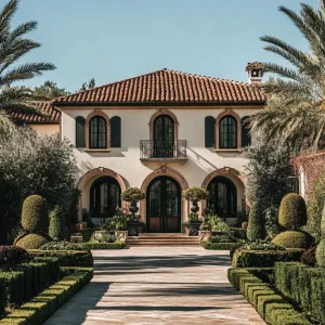 Mediterranean Splendor: Sunlit Arches and Verdant Grandeur