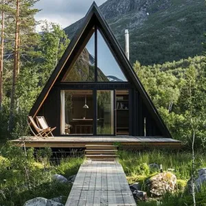 Cabin With an A-frame Design