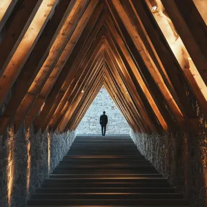 Monumental Staircase of Wooden Angles