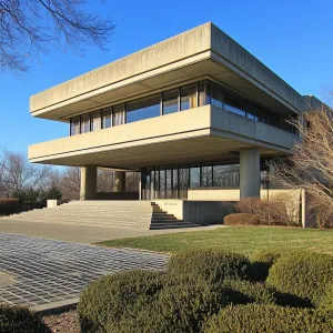 Concrete Monolith with Sunlit Steps