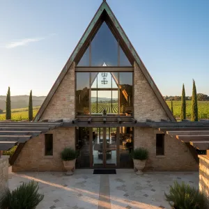 A-Frame Allure: Stone and Glass Splendor