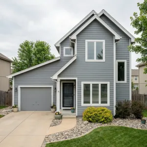 Smart Suburban Gray With Cozy Entry