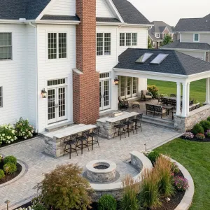 Garden-Embraced Brick Patio Entertaining Hub