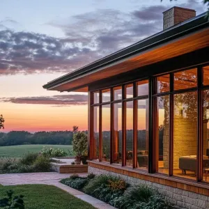Large Glass Windows With Wooden Frames