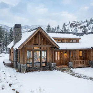 Slope-Edge Hearth House In Winter