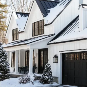 Snowy Marvel: White House With Black Accents