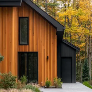 Vertical Cedar Shiplap With Black Trim