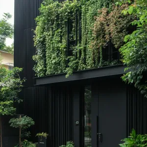 Black Steel Fence With Lush Green Vertical Garden