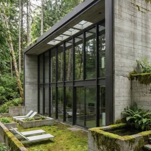 Forest Edge Mossy Concrete Retreat