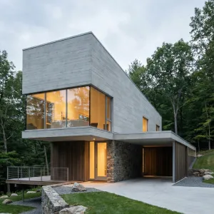 Linear Forest Loft In Board-Form Concrete