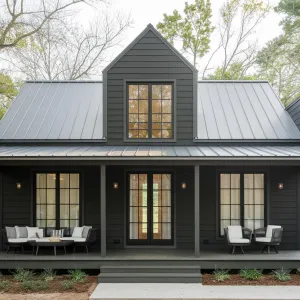 Elegant Charcoal Retreat with a Modern Porch