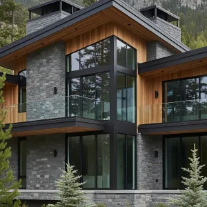 Contemporary Stone Hideaway with Wooden Accents