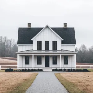 White Gable Grandeur in Tranquil Fields