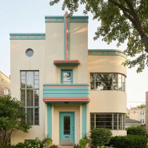 Tropical Banded Facade Deco Townhouse