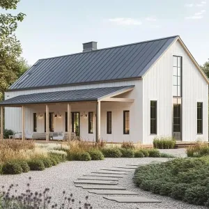 Idyllic Modern Farmhouse with Elegant Porch