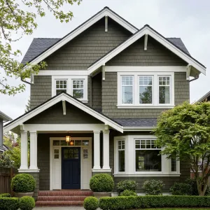 Mossy Porchfront Cottage With Navy Door