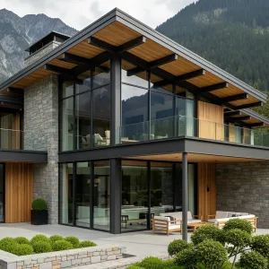 Glass-Encased Eyrie Amidst Majestic Pines