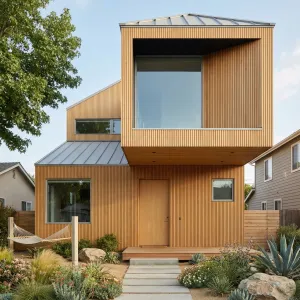 Stacked Timber Slat Courtyard Haven