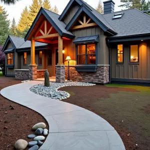 Gabled Beauty with Riverstone Pathway