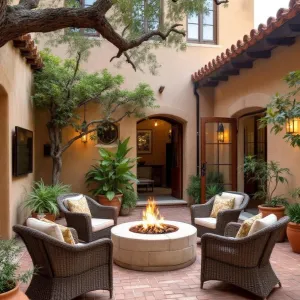 Cozy Courtyard Fiesta: Fire and Foliage