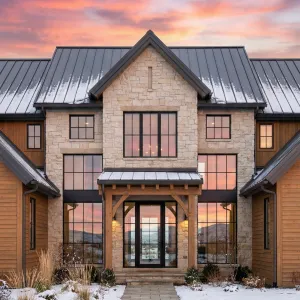 Mountain Lodge With Glassy Farmhouse Charm