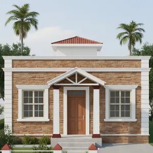 Warm Stone Bungalow With Portico