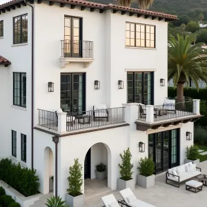 Sunset Bliss: Balconies and Palm Paradise