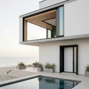 Minimal Shorefront Pool Courtyard Home