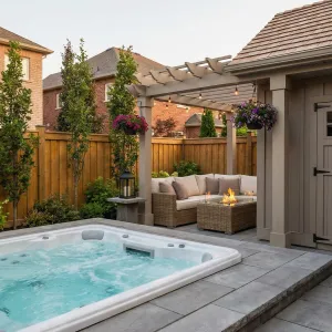 Cozy Pergola Fireside Spa Court