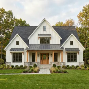 Gabled Porch Cottage With Framed Greens