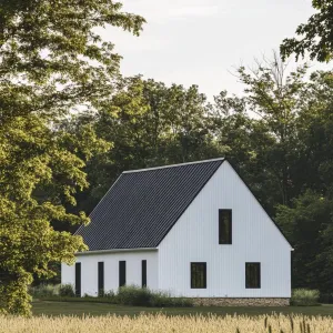 White Barn House with Black Trim