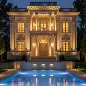 Illuminated Palladian Poolfront Residence