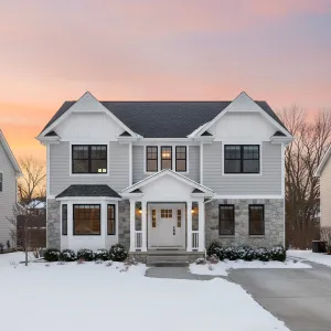 Suburban Whimsy Under a Sunset Sky