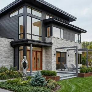 Modern Garden Retreat With Sculpted Steel