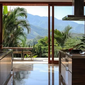 Outdoor Kitchen Extending From Indoor Space