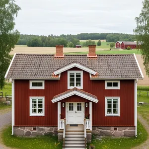 Inviting Red Gem Amidst Swedish Fields