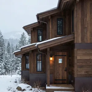 Snowland Timber Stack With Amber Glow