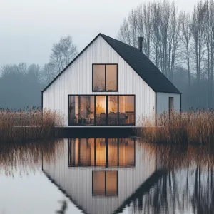 Reflective Calm: Modern Serenity by the Water