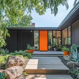 Bright Orange Entrance in a Verdant Escape