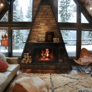 Alpine-style A-frame With Fireplace